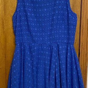 Royal blue sleeveless dress.